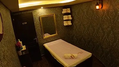 Calm, softly lit treatment space at Latika Spa Ajman